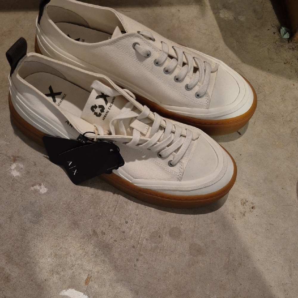 Armani Exchange White and Tan Athletic Shoes